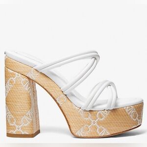 Michael Michael Kors Corrine Empire Logo Jacquard Straw Platform Sandal
